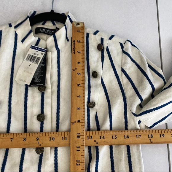 Lauren Ralph Lauren White and Blue Striped Blazer - Picture 4 of 5
